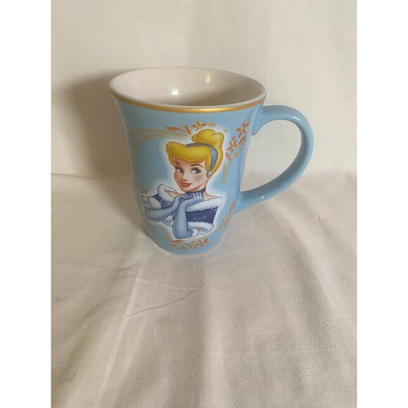 Vintage Disney  Cinderella Light Blue with Gold Flowers Mug - Picture 1 of 6